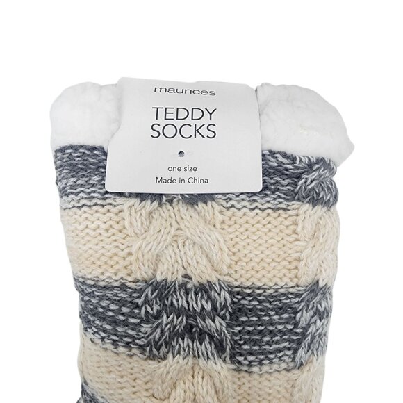 NEW Maurices Teddy Socks One Size Striped‎ Acrylic & Polyester Cozy & Warm NWT - Picture 3 of 6